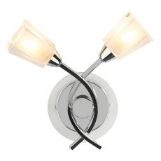 Austin 2 Light G9 Polished Chrome Wall Light With Pull Switch C/W Clear Glass Shades With Frosted Inner Detail