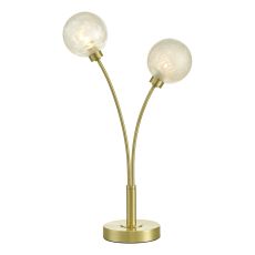 Avari 2 Light G9 Satin Brass Table Lamp With Inline Switch C/W Frost Effect Glass Shades