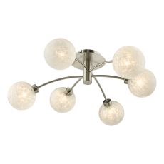 Avari 6 Light G9 Satin Nickel Semi Flush Fitting C/W Frost Effect Glass Shades