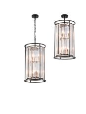 Avano 2 Tier Pendant, 3+3 x E14, Satin Black / Clear