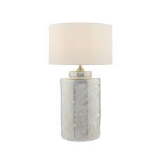 Ayesha 1 Light E27 White With Gold Table Lamp With Inline Switch C/W Yalena White Faux Silk 33cm Shade