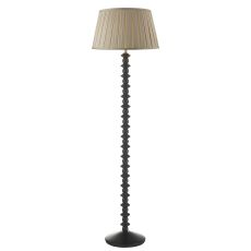 Azana 1 Light E27 Black Ash Floor Lamp With Foot Switch C/W Degas Taupe Faux Silk Tapered 45cm Drum Shade