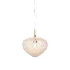 Safr 1 Light E27 Satin Brass Adjustable Pendant With Confetti Glass Shade