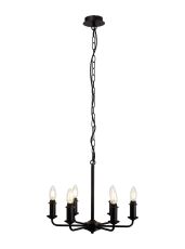 Banyan 6 Light Multi Arm Pendant/Semi Flush Without Shade, c/w 1.5m Chain, E14 Matt Black