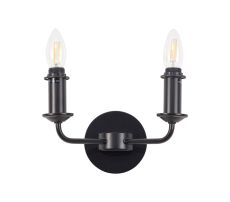 Banyan 2 Light Switched Wall Lamp Without Shade, E14 Matt Black