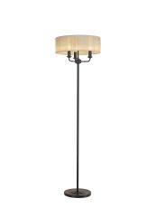 Banyan 3 Light Switched Floor Lamp With 45cm x 15cm Organza Shade Matt Black/Cream