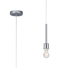 Baymont Polished Chrome 1 Light E27 Universal 3m Single Pendant, Suitable For A Vast Selection Of Shades