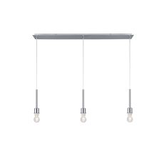 Baymont Polished Chrome 3 Light E27 Universal 3m Linear Pendant, Suitable For A Vast Selection Of Shades
