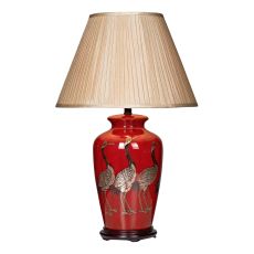 Bertha 1 Light E27 Red With Bird Detail Table Lamp With Inline Switch (Base Only)
