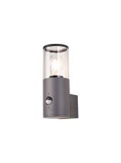 Bizet Wall Lamp With PIR Sensor 1 x E27, IP54, Anthracite/Clear, 2yrs Warranty