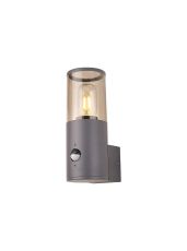 Bizet Wall Lamp With PIR Sensor 1 x E27, IP54, Anthracite/Smoked, 2yrs Warranty
