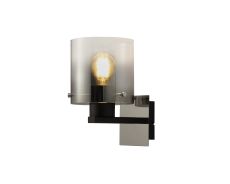 Blok Single Switched Wall Lamp, 1 Light, E27, Black/Smoke Fade Glass