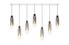 Blokus Linear Pendant, 7 Light Adjustable E27, Black/Smoke Fade Glass