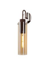 Blokus Single Switched Wall Lamp, 1 Light, E27, Mocha / Amber Glass