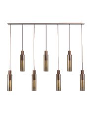 Blokus Linear Pendant, 7 Light Adjustable E27, Mocha / Amber Glass