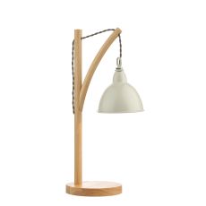 Blyton 1 Light E14 Cream Table Lamp With Lightwood Detail With linline Switch C/W Metal Retro-Styled Cream Shade