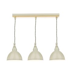 Blyton 3 Light E14 Cream Adjustable Linear Bar Pendant With Lightwood Ceiling Plate C/W Metal Retro-Styled Cream Shades