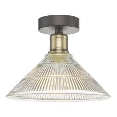 Boyd 1 Light E27 Antique Brass Flush Fitting With Clear Glass Shade