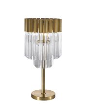 Brewer 30 x H65cm Table Lamp 3 Light E14, Brass/Clear Sculpted Glass