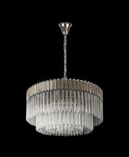 Brewer 80cm Pendant Round 12 Light E14, Polished Nickel/Clear Sculpted Glass, Item Weight: 25.4kg