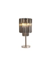 Brewer 30 x H65cm Table Lamp 3 Light E14, Polished Nickel / Smoke Sculpted Glass