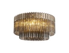 Brewer 80cm Ceiling Round 12 Light E14, Polished Nickel / Smoke Sculpted Glass, Item Weight: 29kg