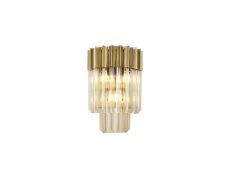 Brewer 27.5 x H41cm Wall 3 Light E14, Brass / Cognac Sculpted Glass