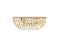 Coniston Linear Flush Ceiling, 5 Light E14, French Gold/Crystal