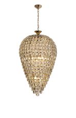 Brisa Acorn Pendant, 16 Light E14, French Gold/Crystal, Item Weight: 40.60kg