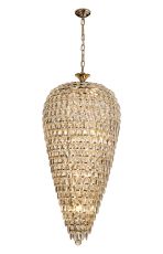 Brisa Tall Acorn Pendant, 20 Light E14, French Gold/Crystal, Item Weight: 48.30kg