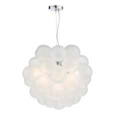 Bubbles 6 Light G9 Polished Chrome Adjustable Pendant With Frosted Glass