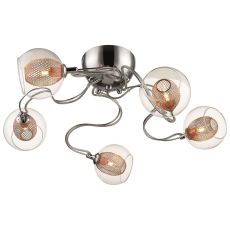 Doralice 5 Light G9 Polished Chrome Flush Fitting With Copper Inner Mesh & Outer Glass Shade