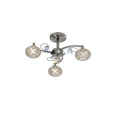 Cara Semi Flush 3 Light G9 Satin Nickel/Crystal