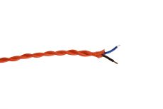 Cavo 1m Orange Braided Twisted 2 Core 0.75mm Cable VDE Approved (qty ordered will be supplied as one continuous length)