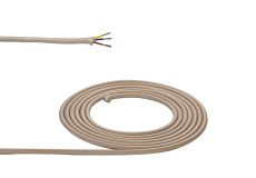 Cavo 1m Ivory Braided 3 Core 0.75mm Cable VDE Approved (qty ordered will be supplied as one continuous length)