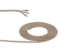Cavo 1m Ivory Braided Twisted 3 Core 0.75mm Cable VDE Approved (qty ordered will be supplied as one continuous length)