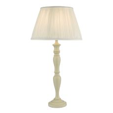 Caycee 1 Light E27 Cream Solid Wood Table Lamp With Inline Switch C/W Ulyana Ivory Faux Silk Pleated 45cm Shade