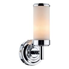 Century 1 Light G9 Polished Chrome Bathroom IP44 Wall Light With Pull Switch C/W Opal Glass Shade