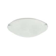 Clester 3 Light E27 Flush Ceiling 400mm Round, Polished Chrome With Frosted Alabaster Glass