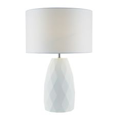 Ciara 1 Light E27 White Ceramic Table Lamp With Inline Switch C/W White Cotton Shade