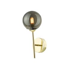 Cohen 1 Light G9 Polished Gold Wall Light With Pull Switch C/W Smoked Glass Shade