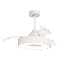 Coin Mini 45W LED Dimmable Ceiling Light With Built-In 25W DC Reversible Fan, Remote & APP Control, White, 2500lm, 5yrs Warranty