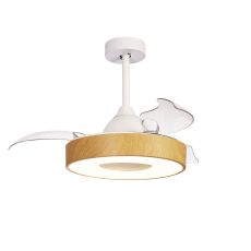 Coin Mini 45W LED Dimmable Ceiling Light With Built-In 25W DC Reversible Fan, Remote & APP Control, Wood, 2500lm, 5yrs Warranty