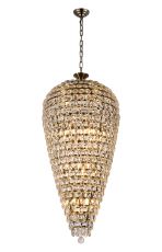 Brisa Tall Acorn Pendant, 20 Light E14, Antique Brass/Crystal, Item Weight: 48.30kg