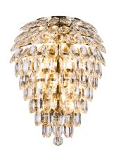 Brisa IP Tall Wall Lamp, 6 Light G9, IP44, Antique Brass/Crystal