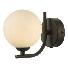 Cradle 1 Light G9 Matt Black Wall Light C/W Opal Glass Shade