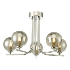 Cradle 5 Light G9 Polished Chrome Semi Flush Ceiling Light C/W Smoked Glass Shades