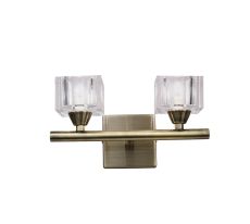 Cuadrax Wall Switched 2 Light G9, Antique Brass