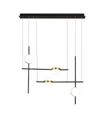 Cuba Criss Cross Linear Pendant 4 Light, 32W LED, 3000K, 2400lm, Gold, Black, 3yrs Warranty