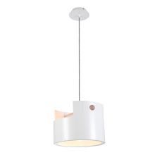 Cube Pendant Large 1x40W, White Metal / Wood